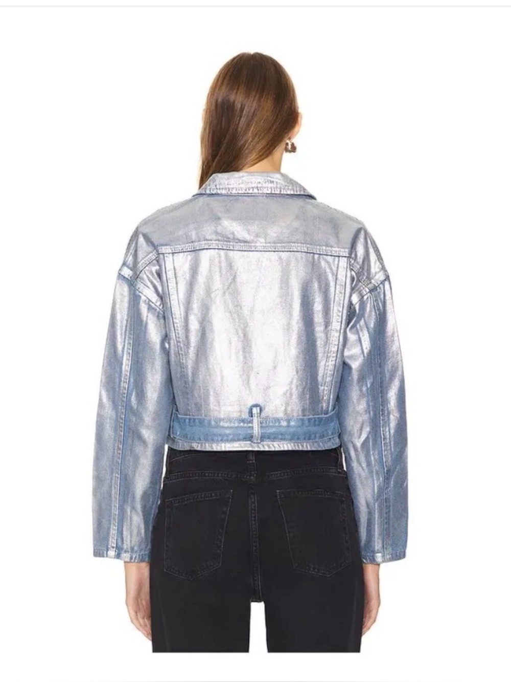 Metallic Superdown Cropped Moto Jacket - Picture 4 of 4